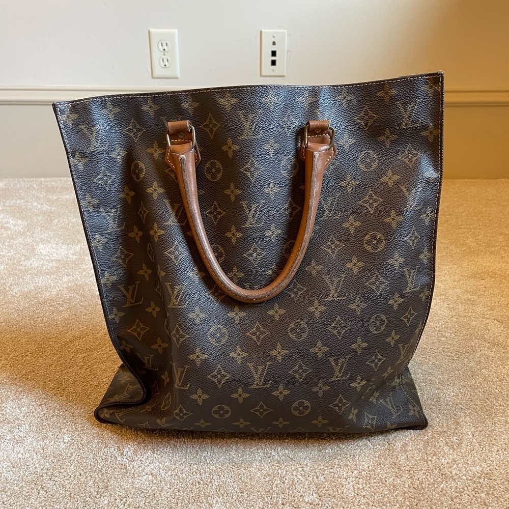 Louis Vuitton Vintage Sac Plat Brown Monogram Canvas Tote